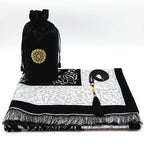 Set de regalo con alfombra de rezo de chenilla, tasbih y bolsa