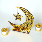 Luna creciente y estrella doradas caladas — sobremesa, 26 cm