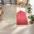 Alfombras de rezo para pareja — pack de 2 con corazón dorado, 65 × 115 cm