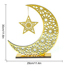 Luna creciente y estrella doradas caladas — sobremesa, 26 cm