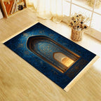 Alfombra de rezo con arco azul noche y dorado — plegable