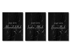 Start with Bismillah sur marbre noir, trois toiles
