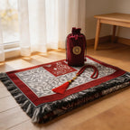 Set de regalo con alfombra de rezo de chenilla, tasbih y bolsa