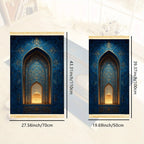 Alfombra de rezo con arco azul noche y dorado — plegable