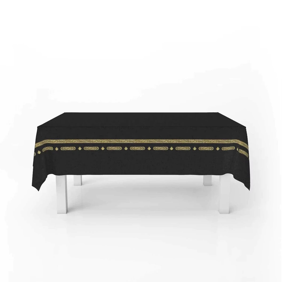Nappe jetable noire à bandeau doré pour Ramadan et l’Aïd