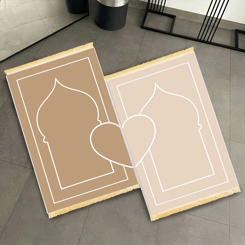 Pack de 2 alfombras de rezo minimalistas — crema y dorado