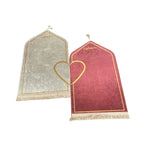 Alfombras de rezo para pareja — pack de 2 con corazón dorado, 65 × 115 cm