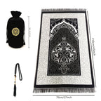 Set de regalo con alfombra de rezo de chenilla, tasbih y bolsa